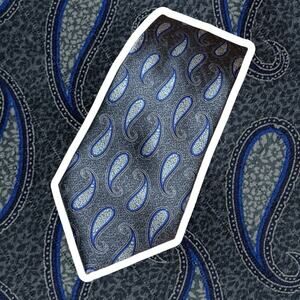 Ermenegildo Zegna Blue Gray Silk Paisley Necktie 3.5” Made in Italy Designer